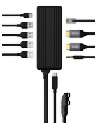 unisynk usb-c to 10 dual screen hub with 100w pd power throughput - for mac - black