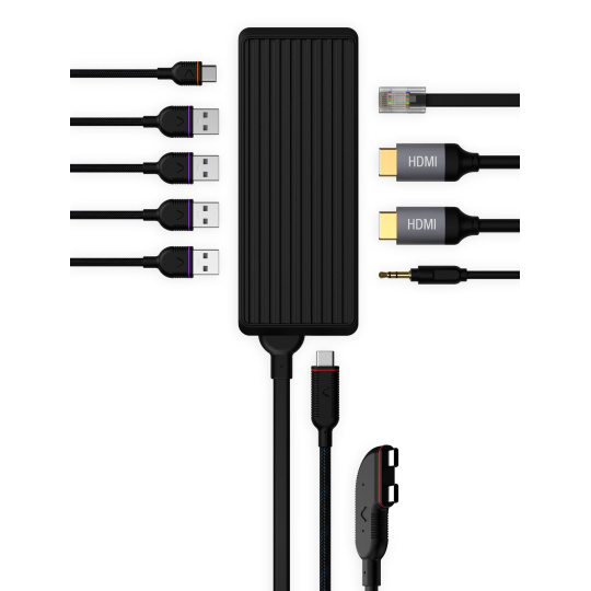 unisynk usb-c to 10 dual screen hub with 100w pd power throughput - for mac - black 1878848865