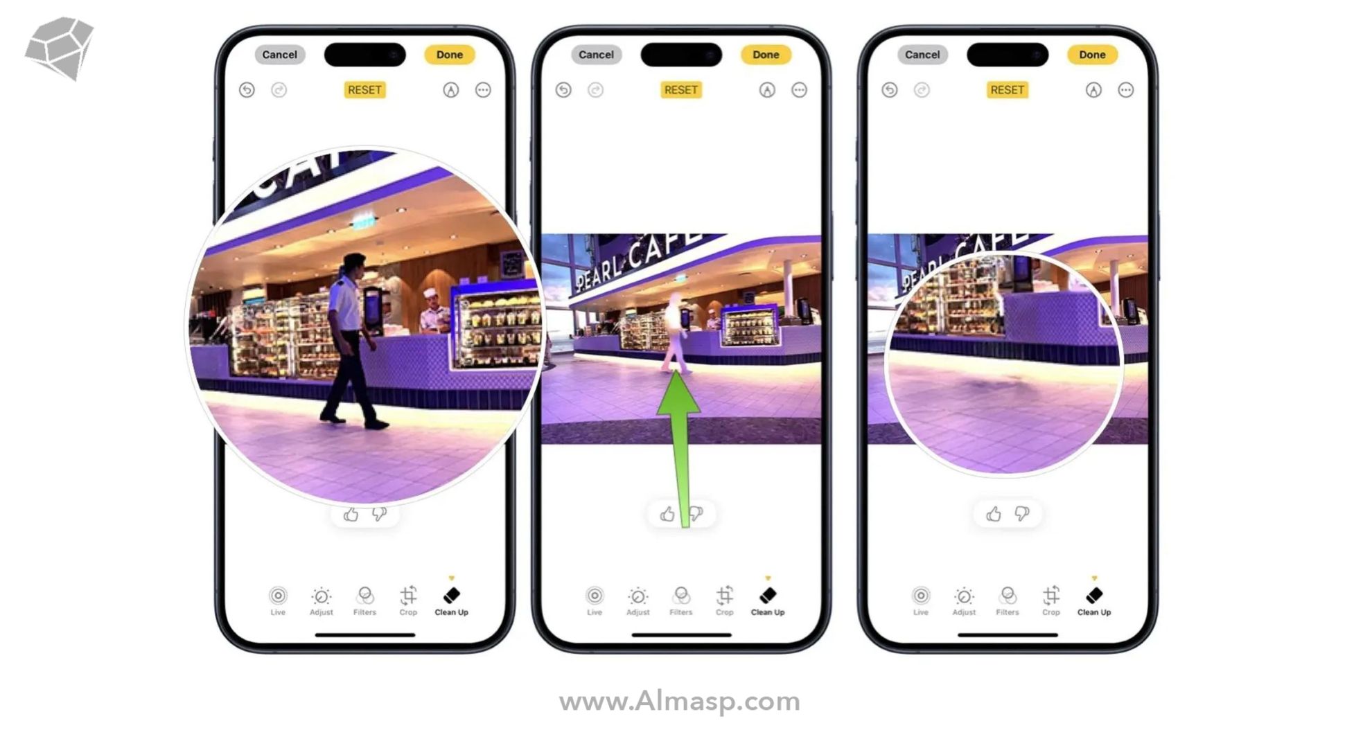 مراحل حذف اشیاء اضافی در تصاویر آیفون
