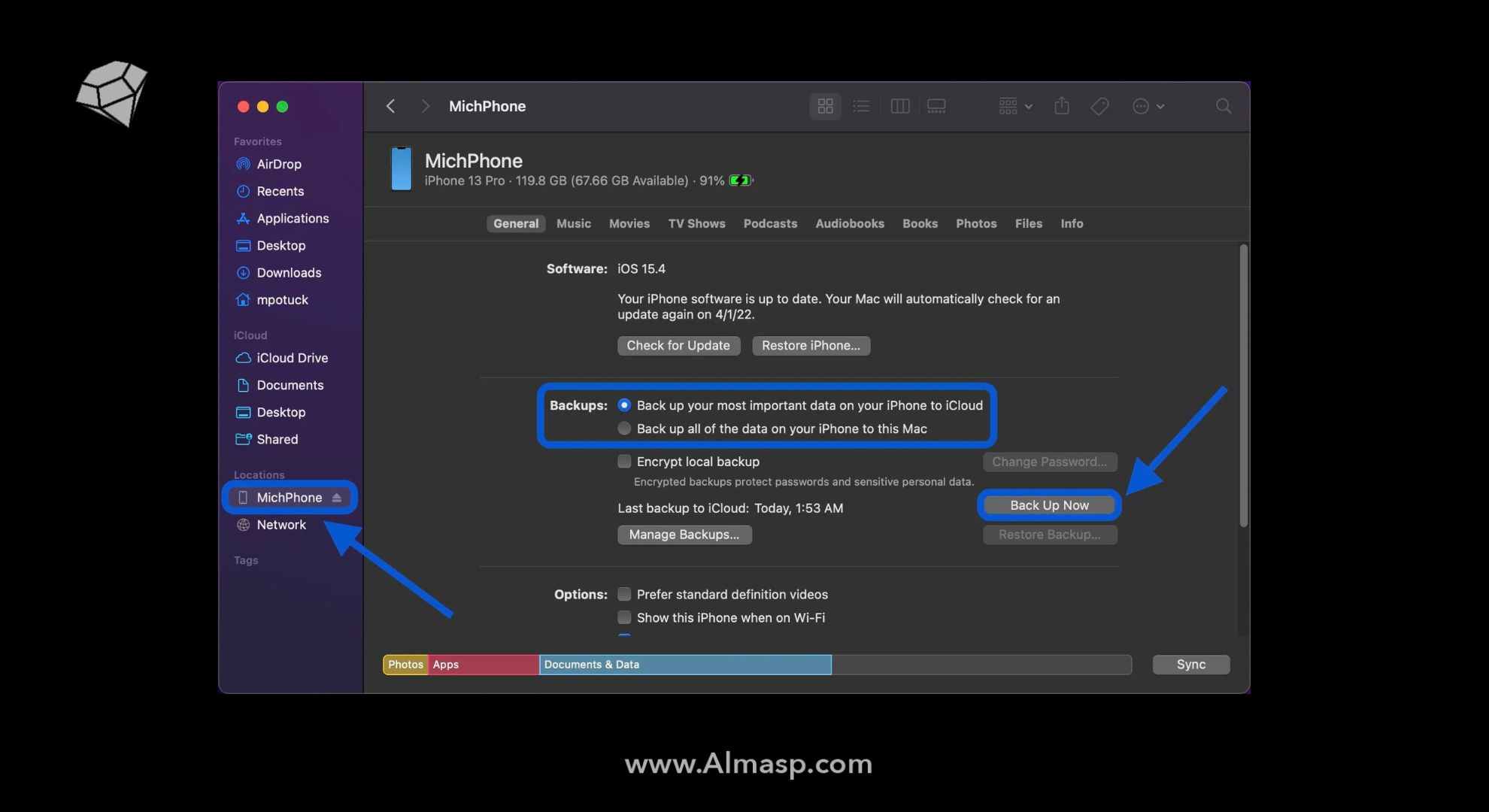 بکاپ‌گیری از آیفون با Finder در مک