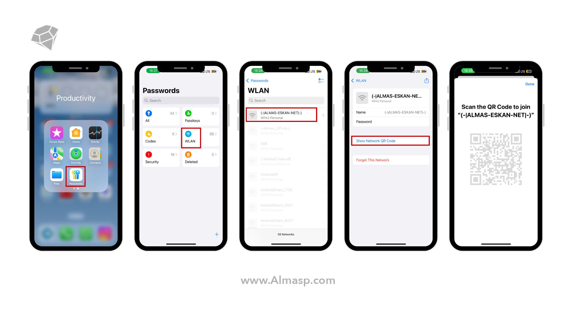 استفاده از اپلیکیشن Passwords برای اشتراک‌گذاری وای‌فای در آیفون با QR Code