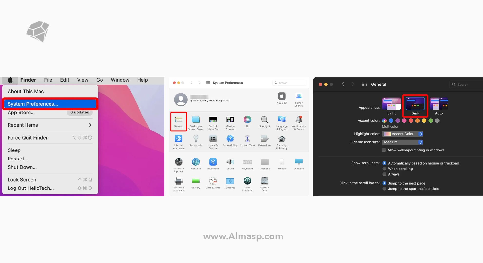 فعال‌سازی حالت شب در مک-enable dark mode on Mac