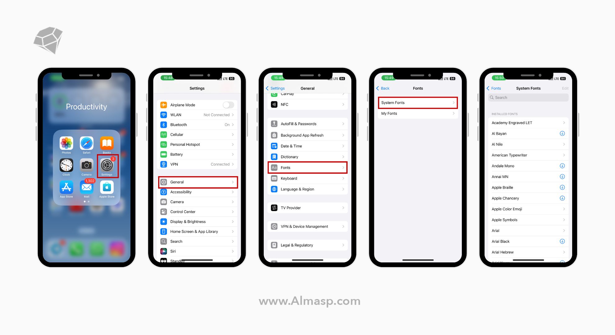 تغییر فونت آیفون